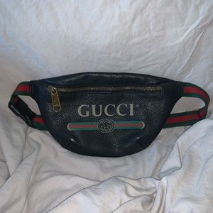 Gucci Calfskin Small Gucci Print Belt Bag